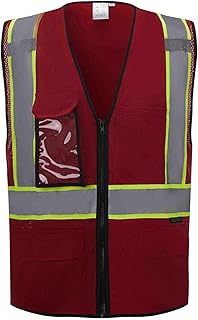 3C Products Deluxe Red Ultra Cool Mesh Safety Vest with Clear ID pocket (X-Large)