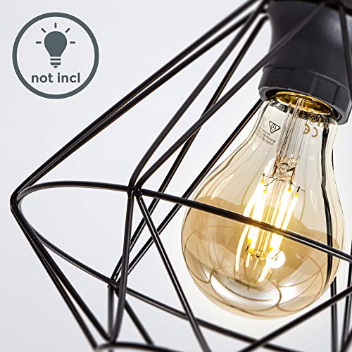 Plafonnier design rétro B.K.Licht en métal noir Ø220mm pour ampoule E27