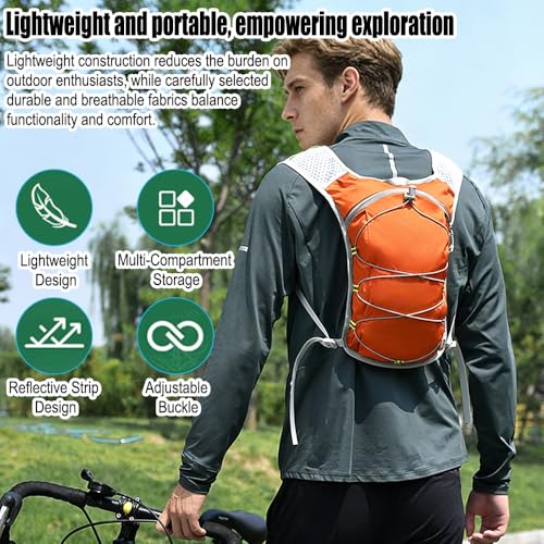Mochila Deportiva Ligera para Senderismo y Ciclismo Naranja miniatura 3