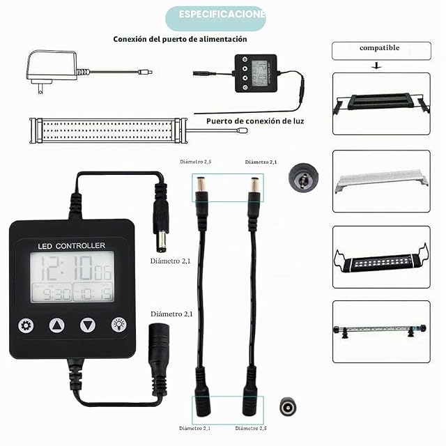 Foto 6 de 8 de Nicoone Acuario Temporizador Luz Tanque De Peces Controlador De Luz Digital Dimmer, para Acuarios
