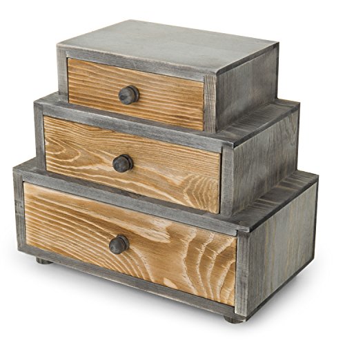 MyGift 3-Drawer Rustic Wood Office Storage Organizer