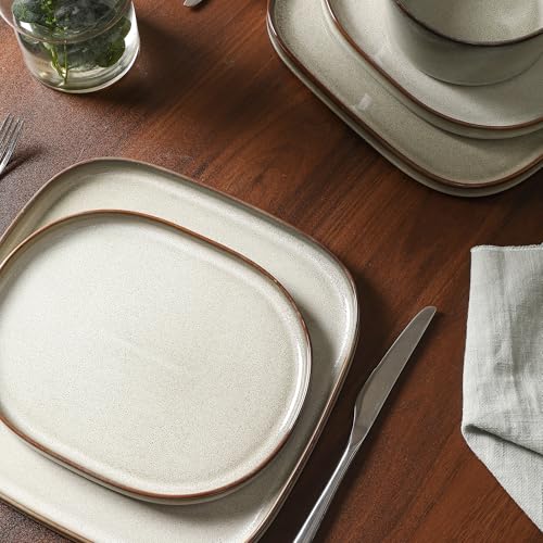 Image of Stone Lain Cairo 24-Piece Dinnerware Set Stoneware, Plates and Bowls Set, Microwave and Dishwasher Safe, Includes Dinner and Salad Plates, Cereal Bowls, Dishes for 8, Grey