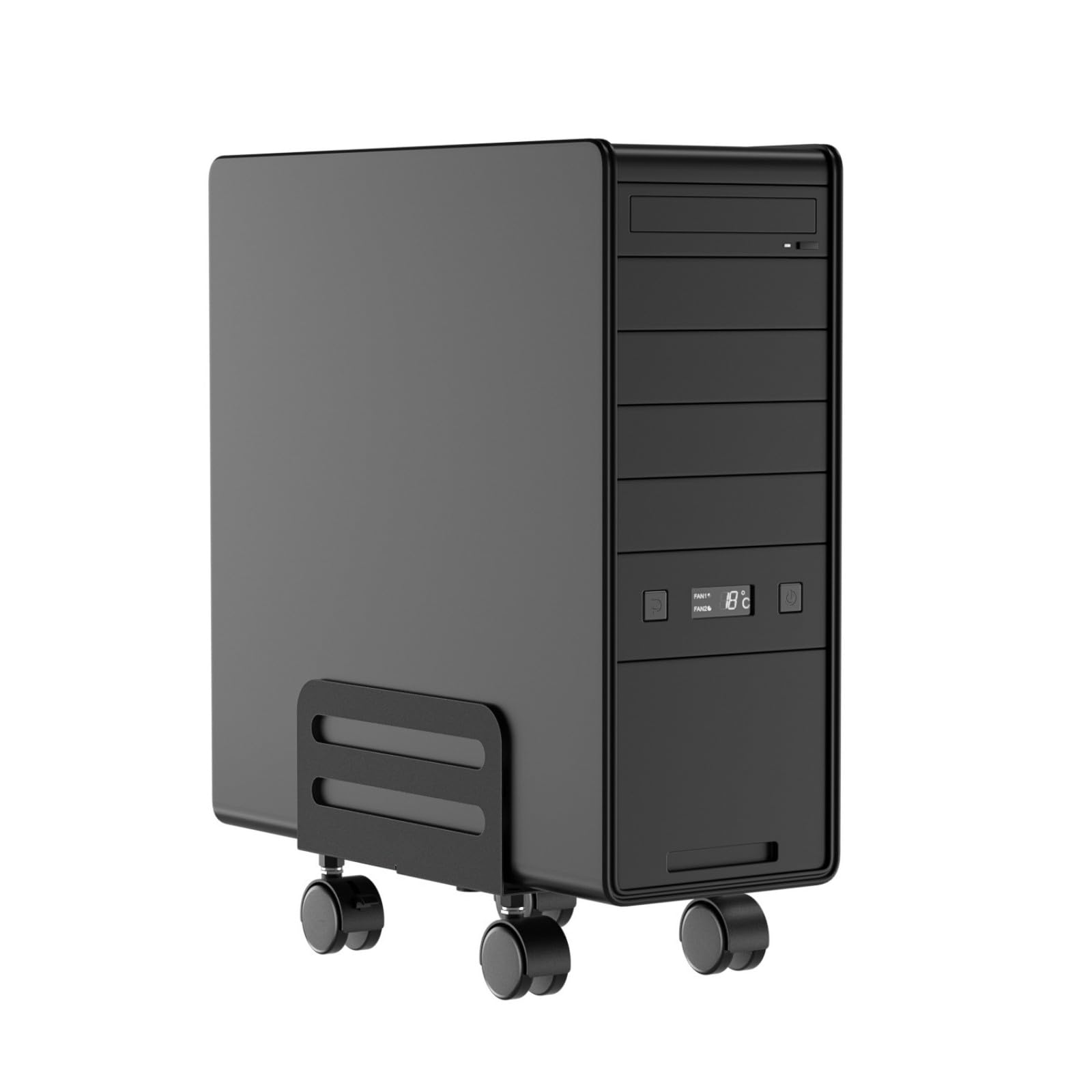 Soporte móvil para CPU, carrito ancho ajustable de acero con ruedas bloqueables para torres de ordenador, soporte móvil para CPU con rueda bloqueable