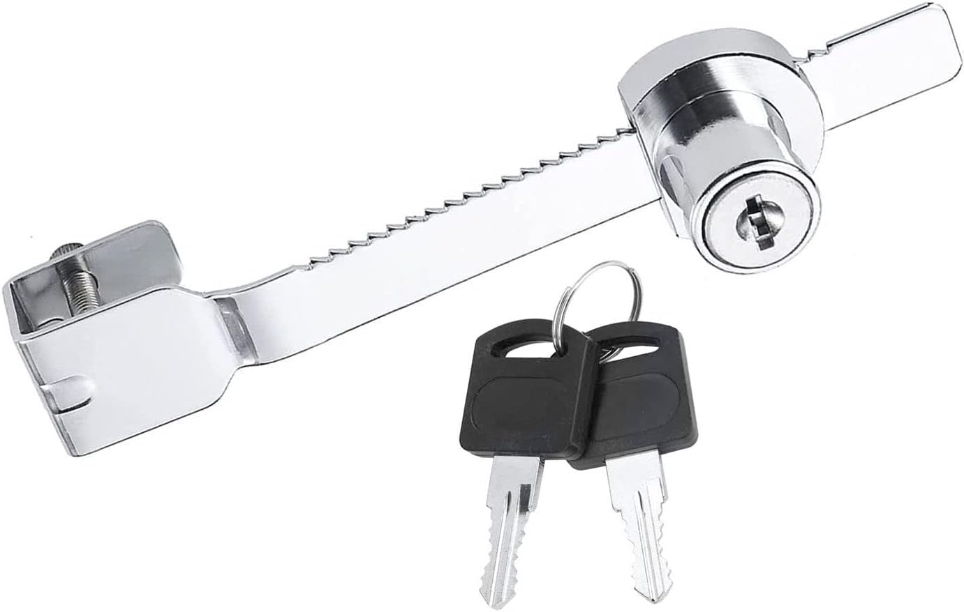 Reptile Vivarium Terrarium Lock with Key Alike, Sliding Glass Door Ratchet Lock Security Saw Lock for Showcase Display Cabinet