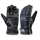 AOUCHI Leather Work Gloves for Men with Cotton Lining, Thorn Proof Cactus Gardening Yard Work Gloves for Rose Pruning, TIG/MIG Welding, Construction, Driving, Heat Resistant Cooking (Black, X-Large)