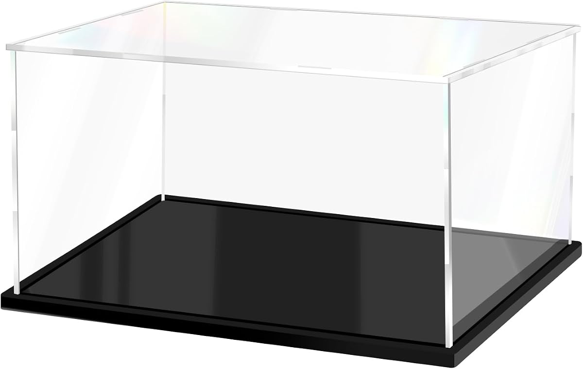 Acrylic Display Case for Lego Collectibles, Clear Glass Box 14x8x8in | Protective Glass Box for Lego Figures Doll Hobby, Dustproof, Quick Assembly, Crystal-Clear Thickened Acrylic