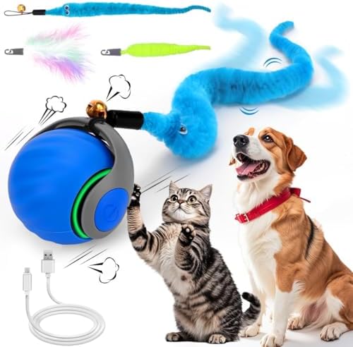 Smart Rolling Ball Cat Toy, Interactive Cat Toy, 360° Rotating Re...