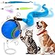 Interaktives Katzenball Spielzeug, Elektrisch Katzenspielzeug Ball interaktives Spielzeug mit Schwanz für Katzen Katzenspielzeug Selbstbeschäftigung,Über USB Wiederaufladbares(Short Tail) blau