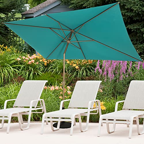 6.5 X 10 Ft Rectangular Patio Umbrellas With Push Button Tilt/Crank, Heavy-Duty Steel Table Umbrella, Uv Protection, Polyester Canopy, Outdoor Umbrellas For Patios Outside, Porch, Poolside, Aqua… #TOP6