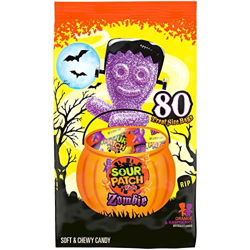 Sour Patch Kids Zombie Orange & Purple Soft & Chewy Halloween Candy, 80 Trick Or Treat Bags #TOP6