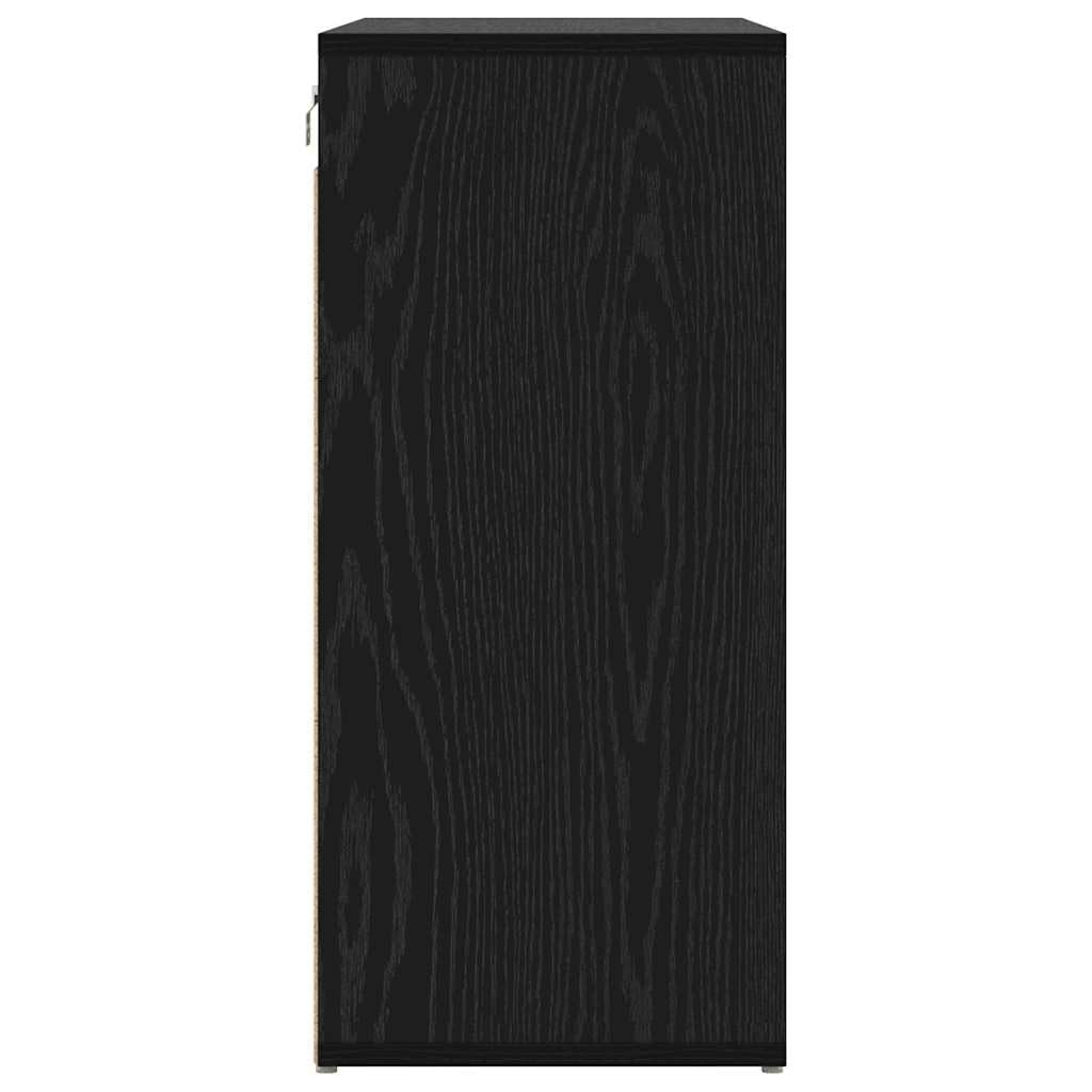 Schuhschrank mit Regal Schwarz Eichen-Optik aus Holzwerkstoff 77,5 x 30 x 67 cm mit 12 Regalbrettern, Schuhregal platzsparend, Schuhablage, Schuhständer, Schuhgestell, Schuhaufbewahrung