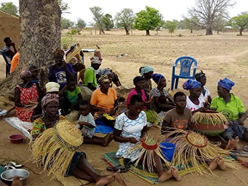 Grote Bolga ronde mand origineel Afrika Ghana boodschappenmand lederen handvat fairtrade ca. 35-40 cm - Image 6