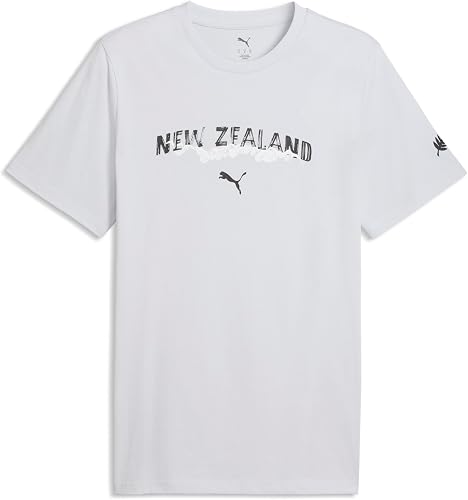 PUMA Men's New Zealand T-Shirt, Silver Mist- Black SS26, Medium Nz Ftblculture T