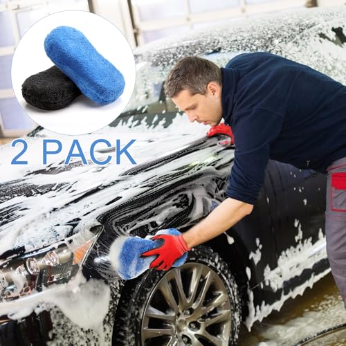 Image of Tanlade 2 Pcs Large Car Wash Sponge, Foam Sponge for Clean, Blue,Gray