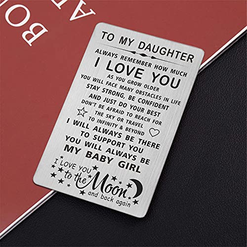 TANWIH Daughter I Love You Gifts Engraved Wallet Card, You Will Always Be My Baby Girl, To My Daughter Birthday Graduation Christmas Wedding Gifts from Mom Dad4