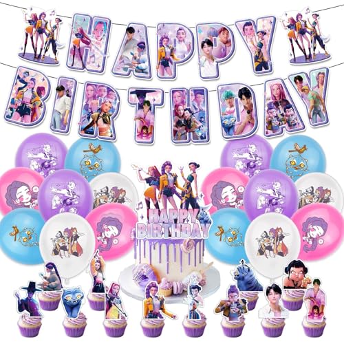 42 peças Conjunto de decoração de aniversário, kit de festa com balões, faixa feliz aniversário, top para bolo e cupcakes, decorações para crianças e adultos