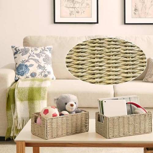 Panier de rangement jacinthe d'eau pliable, lot de 2 bacs avec fond renforcé - 8