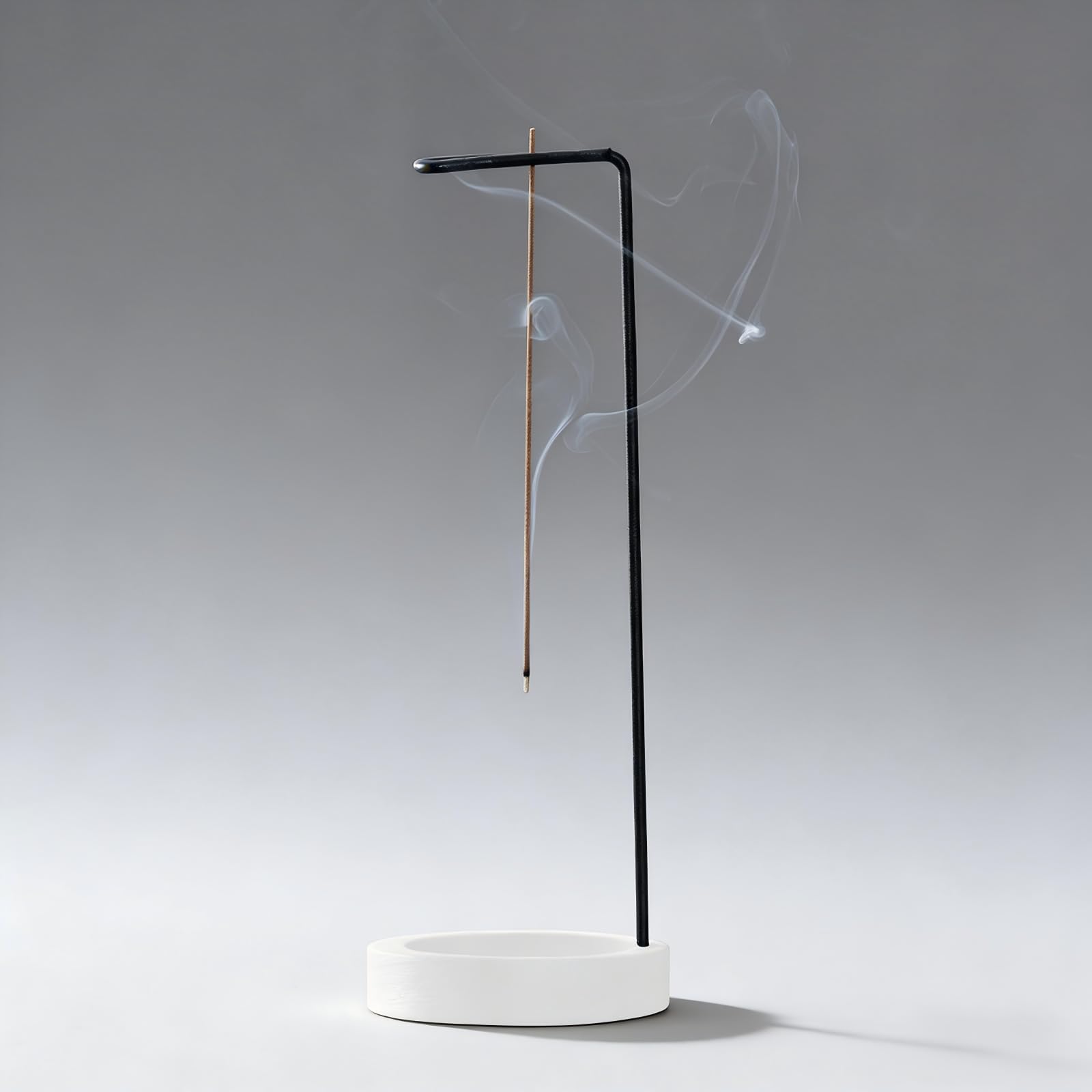 Tivleed Black And White Minimalist Hanging Incense Holder - Modern Zen Incense Stick Burner With Ash Catcher Tray, Black Metal & White Base For Home Fragrance, Meditation Decor