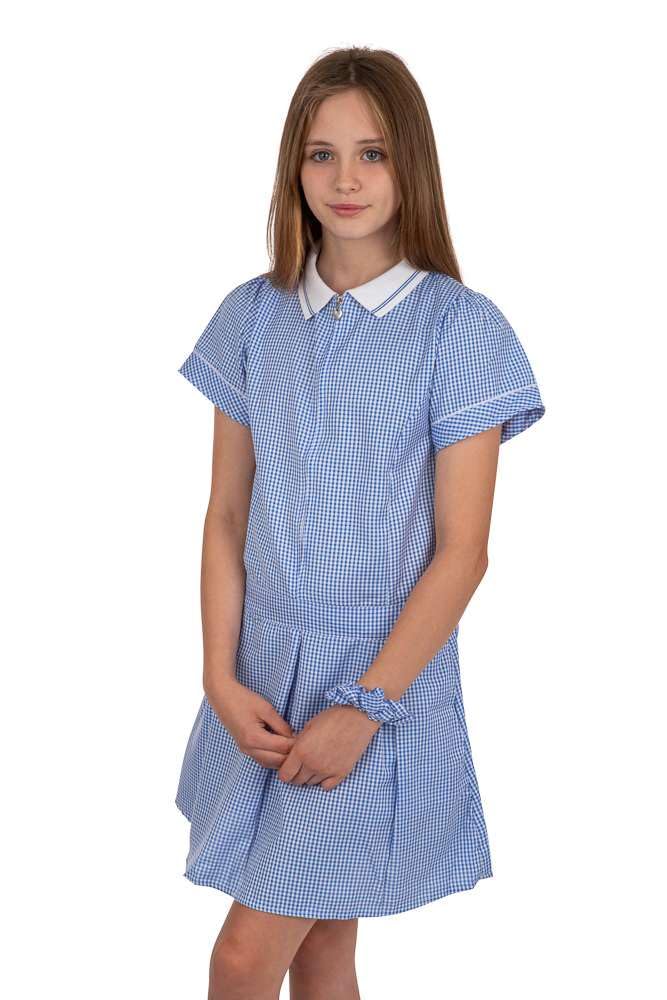 Listers Schoolwear Girl's School Uniform Pleated Gingham Summer Dress + Hair Bobble Age 3 4 5 6 7 8 9 10 11 12 13 14 15 16 17 18 Years — view 2