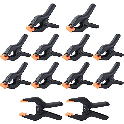 12 Piece Heavy Duty Spring Clamps Set 3''/ 4''/6' size Professional Plastic Spring Clamps Heavy Duty for Crafts or Plastic Clips and Backdrop Clips Clamps for Backdrop Stand,Photography