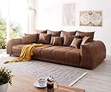 [page_title]-DELIFE Bigsofa Violetta Braun 310x135 cm Antik Optik inklusive Kissen Big-Sofa