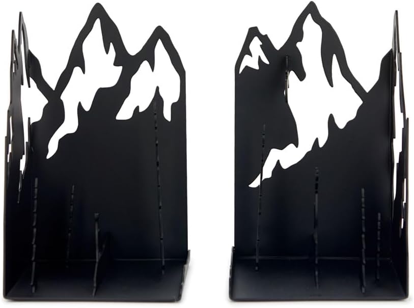 Balvi Mountains Bookends Black Represents a Metal Mountain Landscape