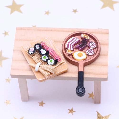 Miniatura 7 de ABOOFAN Decoración japonesa, 3 piezas de juguetes de sushi en miniatura, figura de comida, alimentos, casa de muñecas, adornos de postre, juguete de
