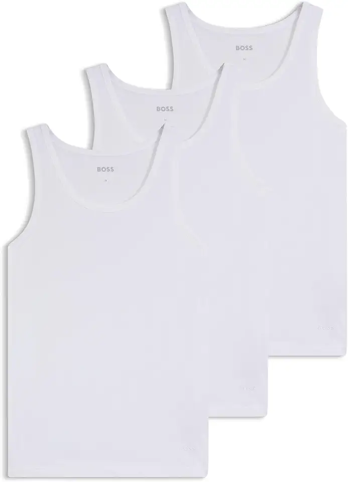 BOSS Three Cotton Undershirts Embroidered