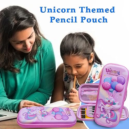 Image of FunBlast Pencil Pouches for Girls Stylish, Pencil Case for Girl, Pencil Pouches - Pencil Box for Kids, Pencil Box for Girls, (Random Color)
