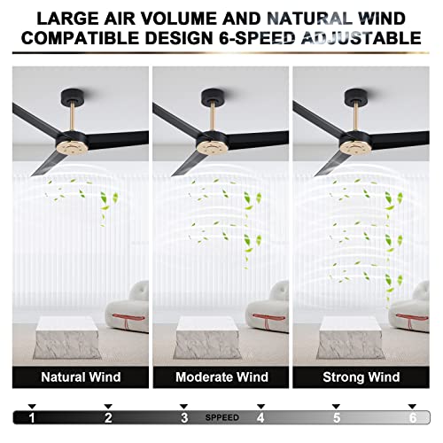 Wofifly 52 Inch Ceiling Fan No Light, Matte Black And Gold Ceiling Fans Without Lights, Modern Fan And Remote, Reversible 3 Blade Ceiling Fan For Bedroom Living Dining Room Kitchen #TOP4