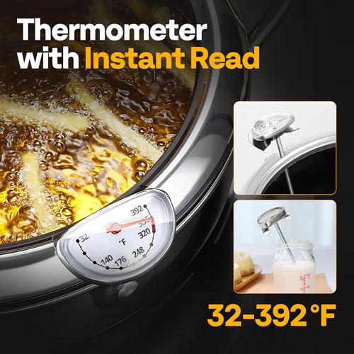 image for VIVOHOME 9.8 Inch 3.2 L 304 Stainless Steel Deep Fryer Pot with Tong, 