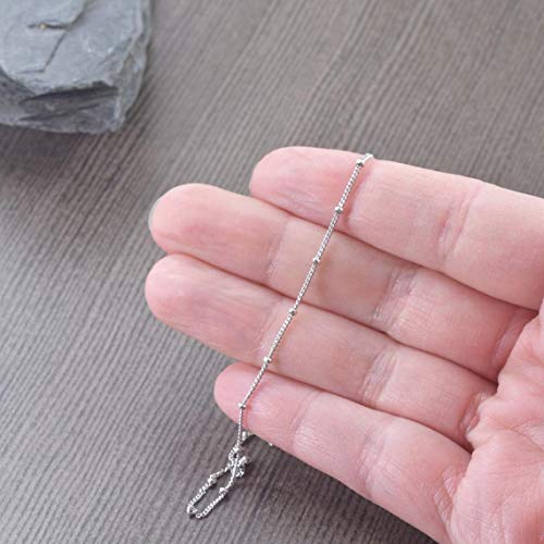 Wholesale 12Pcs Silver Plated Brass Curb Chain Satellite Beaded Chains Bulk For Jewelry Making (26 Inch(1.5Mm)) #TOP5