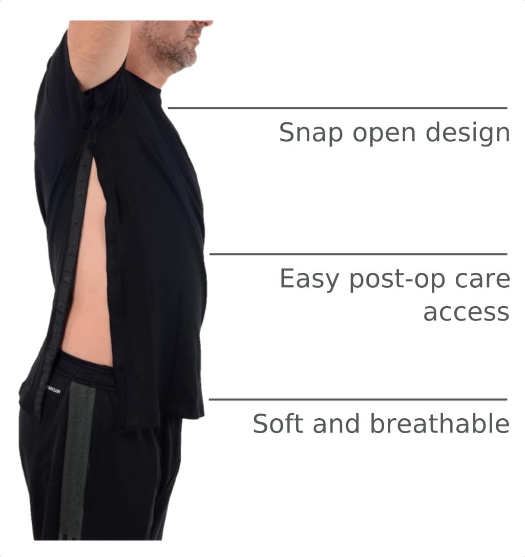 USBD Post Surgery Recovery Shirt Snap Side Open Adaptive Cotton T-Shirt