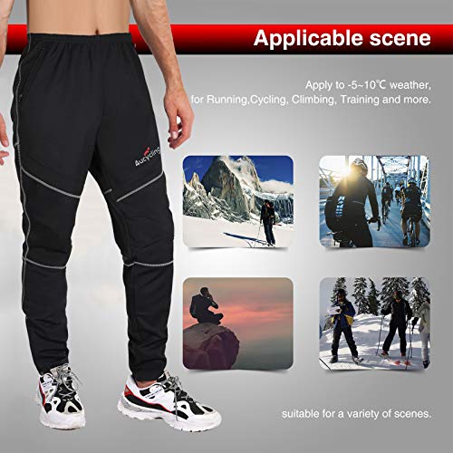 4ucycling Mens Fleeced Windstopper Cycling Pants for Casual Outdoor and Multi Sports Black - Thumbnail 5