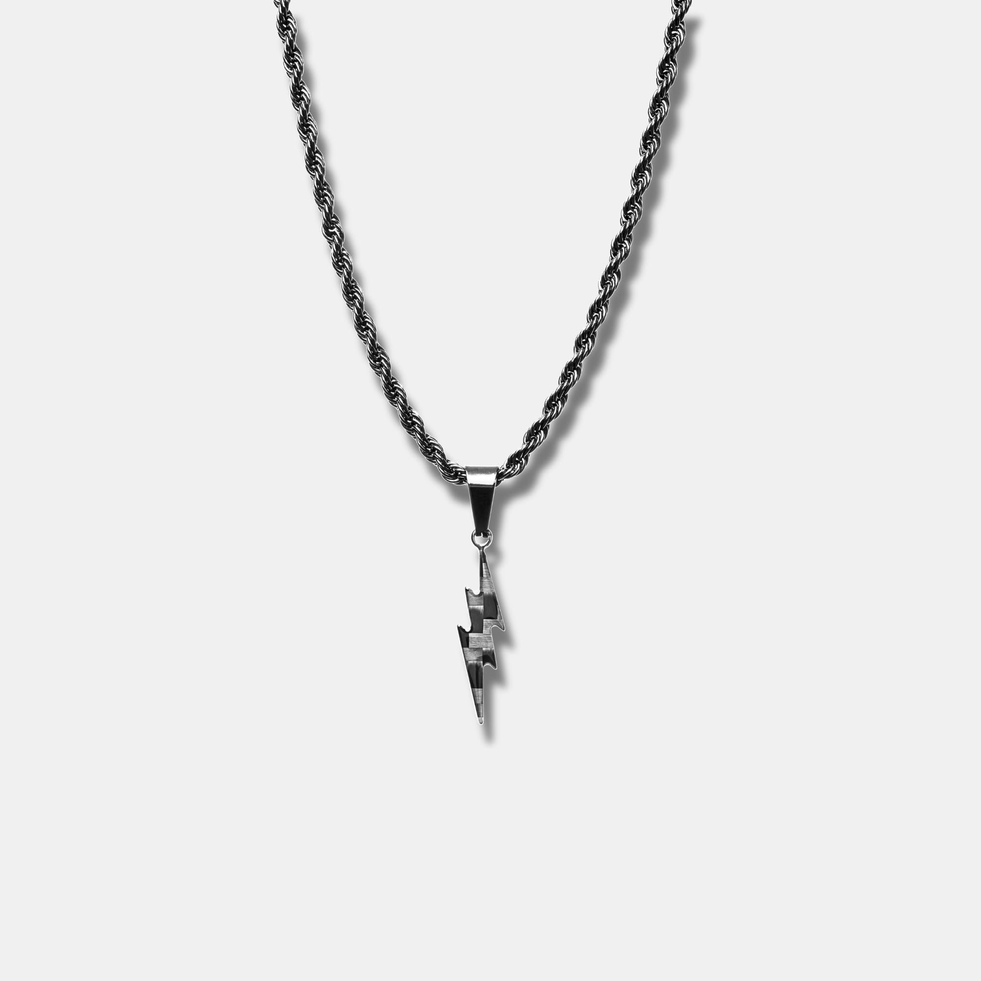 Cadena con colgante rayo de carbono | Acero inoxidable negro | Nobles | joyería de los hombres | Lightning