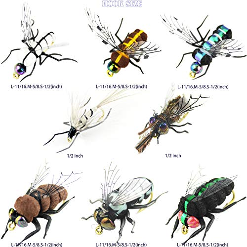 YAZHIDA Realistic Flies Fly Fishing Flies kit - Handmade Dry/Wet/Fly Fishing Lures (bass Flies for Fly Fishing) - Thumbnail 5