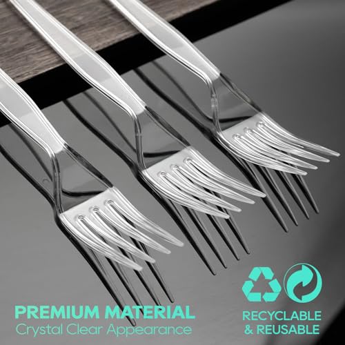 FOCUSLINE 360 Count Clear Plastic Forks Heavy Duty, Solid and Durable Premium Disposable Forks Bulk, Suitable for Catering, Parties, Events and Everyday Use - Thumbnail 6