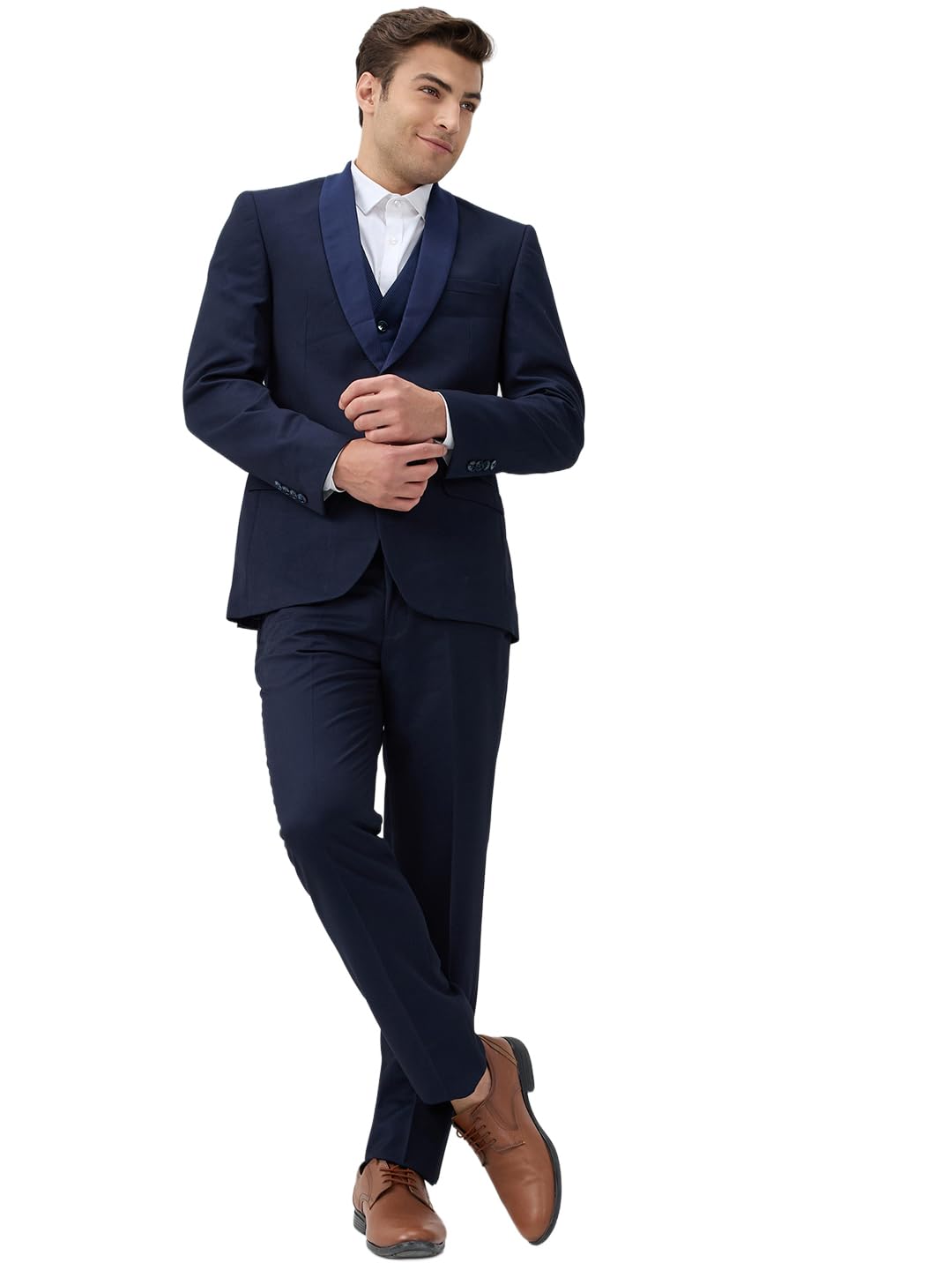 park avenue Men Regular Fit Jacquard Pattern Terylene Rayon Blend Shawl Collar Full Sleeve Festive Suit-picture-36