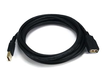 Monoprice USB Type-A to USB Type-A Female 2.0 Extension Cable - 10 Feet - Black 3 Pack 28/24AWG, Gold Plated Connectors