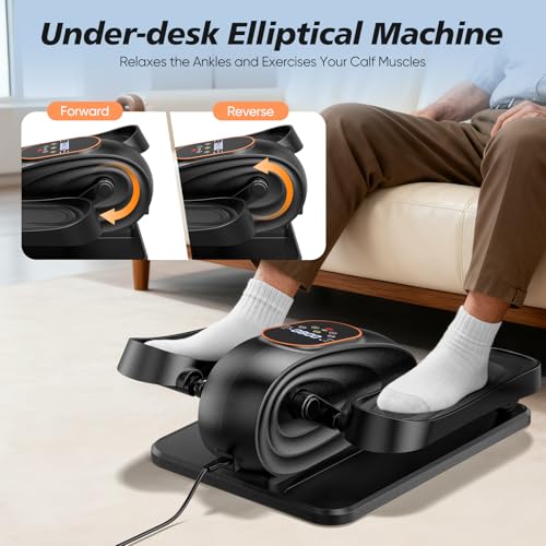Image of Under Desk Elliptical Machine for Senior, Quiet Motorized Leg Exerciser with Smart Remote, Pedal Exerciser with Adjustable Speeds for Auto /Manual Modes, LCD Monitor, Easy to Use for Home Office