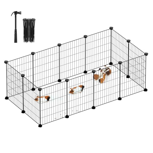 SONGMICS Freilauf, DIY-Kleintiergehege, Kleintierkäfig, Kaninchen, Meerschweinchen, Metallgitter, 143 x...