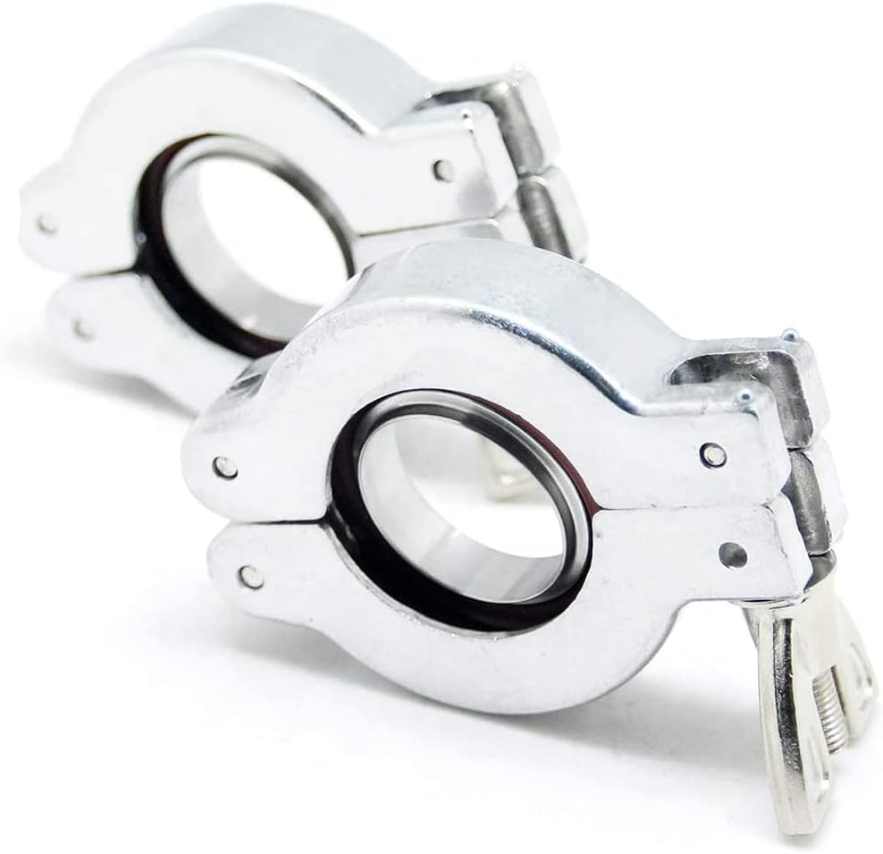 2 Sets KF-25 Aluminium Wing Nut Hinge Clamp + KF25 Aluminum Centering Ring with FKM O-ring