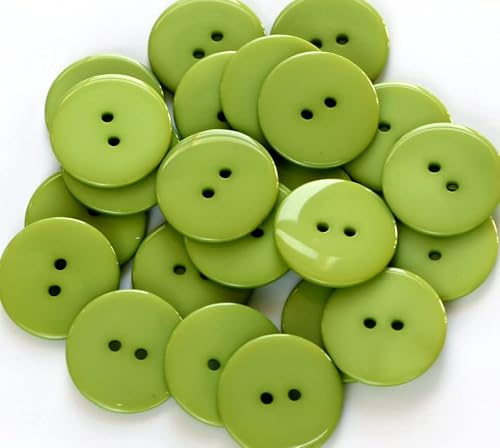 GANSSIA 1 Inch (25mm) Green Buttons Two Holes 25mm Resin Button for Sewing and Crafts Pack of 100 PCS