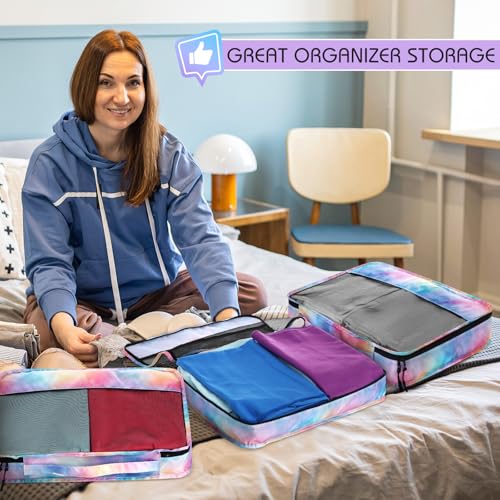 Bulyoou 5 Pcs Packing Cubes for Suitcase Large Travel Cubes Carry on Luggage Organizer Bags for Clothes Accessories(M,Watercolor) by Bulyoou - Image 4