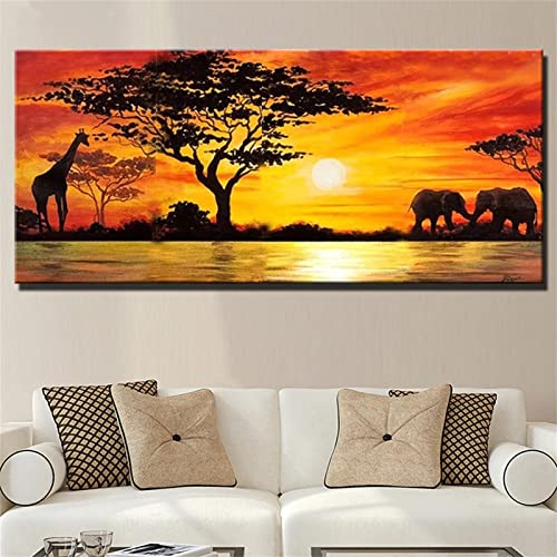 Diamond Painting Éléphant d'Afrique 80x160cm grand format pour broderie diamant adulte