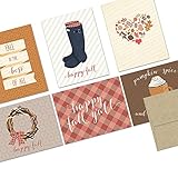 Note Card Cafe Autumn Cards with Kraft Envelopes | 72 Pack | It's Fall Y'all Designs | Blank Inside, Glossy Finish | Holiday, Winter, Christmas
