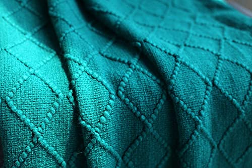 Miniatura 5 de Hayisugar Mantas De Sofá Con Decoración De Borlas, Mantas De Punto Suaves Y Esponjosas Para Cama, Colcha Para Sillón, Manta De Lectura, Color Verde