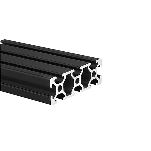 Ranura en T de extrusión de aluminio 2060 de 39.370 in de largo, color negro, 1 paquete, perfil de aluminio extruido, ranura en T, serie 20, riel