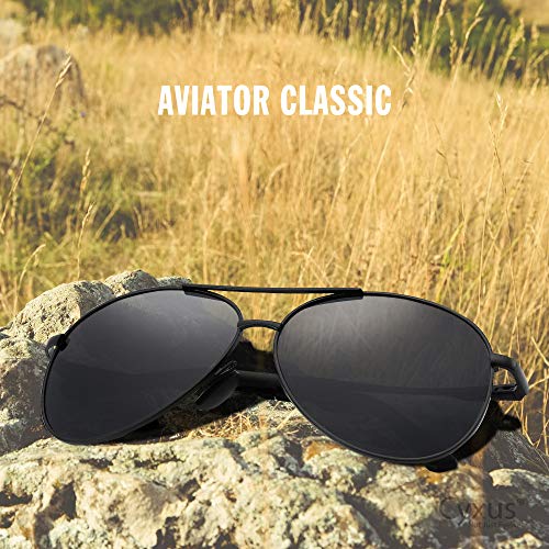 Image of Cyxus Aviator Sunglasses for Men Polarized UV400 Protection 1489 | Anti Glare,Davos Style,Military Pilot Sunglasses,Ideal for Driving Hiking Travel Outdoor Activities