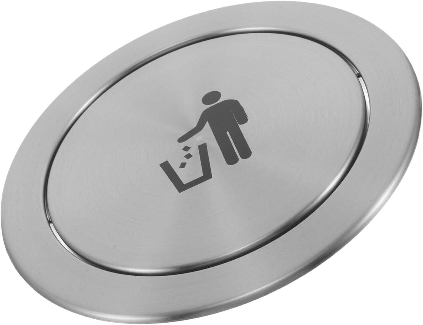 Built-in Embedded Trash Can Lid for Counter Recessed Bins, Large round Stainless Steel 430 Swing Cover, Kitchen and Bathroom Waste Bin Flap, Space-saving Garbage Can Accessory